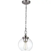 FEISS Suspension Tabby, nickel poli, 1xE27x60W, verre, dimensions : 196,9 x 21,6 x 21,6 cm, IP20, Feiss