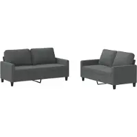 vidaXL Ensemble de canapés 2 pièces avec coussins Tissu gris foncé