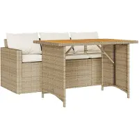 vidaXL Ensemble de jardin 2 pièces avec coussins Beige Poly Rattan