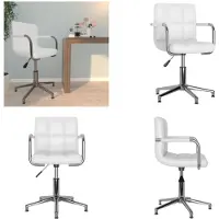 vidaXL Chaise de bureau Pivotante Blanc Similicuir - Chaise de bureau - Chaise - Chaises