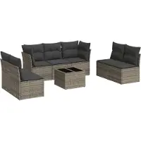 vidaXL Ensemble de jardin canapé 8 pièces avec coussins Gris Poly rotin