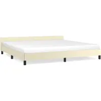 Syfax Cadre de lit avec tête de lit sans matelas crème 200x200 cm