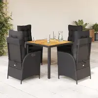 Prolenta Maison Exclusive - Ensemble à manger de jardin coussins 5pcs Noir Résine tressée