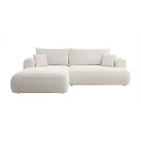 Selsey Canapé-lit d'angle Ovo en L Crème avec meuble, Boucle, côté droit