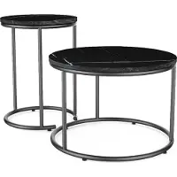 Vicco Set de tables basses Ottawa Marbre noir 55x55cm 2 parties, Model 49375