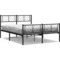 Syfax Cadre de lit métal sans matelas avec pied de lit noir 120x190cm