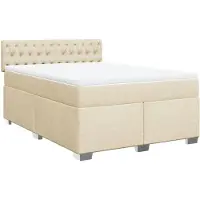 vidaXL Best Möbel Lit Boxspring avec matelas - design moderne - Crème 140x190 cm Tissu - Lit double A3285895