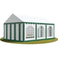 TOOLPORT Tente de réception 4x6 m, toile de haute qualité 500g/m² PVC vert-blanc, cadre de sol, construction en acier galvanisé, fixation par vissage