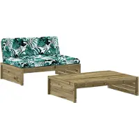 Syfax Salon de jardin 2 pcs avec coussins bois de pin imprégné