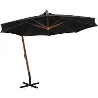 Syfax Parasol de jardin suspendu avec mât noir bois de sapin massif