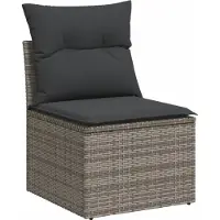Syfax Canapé de jardin sans accoudoirs coussins gris résine tressée