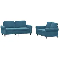 vidaXL Ensemble de canapés 2 pièces avec coussins bleu velours