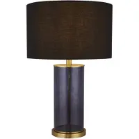 Searchlight Lampe de table Tablu bleu/or avec nuance noire