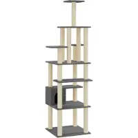 Syfax Arbre à chat avec griffoirs en sisal Gris foncé 183 cm