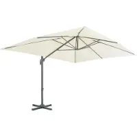 Syfax Parasol de jardin déporté avec mât en aluminium 400 x 300 cm Sable
