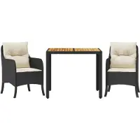 vidaXL Ensemble de jardin 3 pièces avec coussins Noir Poly Rattan