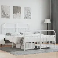 Prolenta Maison Exclusive - Cadre de lit avec tête et pied de lit en métal blanc 135x190 cm