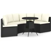 vidaXL Ensemble de salon de jardin 5 pièces avec coussins Poly rotin noir