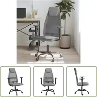 The Living Store Chaise de bureau Réglable en hauteur Gris Résille et similicuir