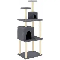 Syfax Arbre à chat avec griffoirs en sisal Gris foncé 167 cm
