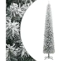Syfax Sapin de Noël mince avec support et flocon de neige 300 cm PVC
