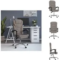 vidaXL Chaise de bureau avec fonction chaise longue Taupe Tissu - Chaises de bureau