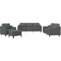 vidaXL Ensemble de canapés 4 pièces avec coussins Tissu gris foncé