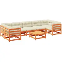 vidaXL Ensemble de 8 canapés de jardin avec coussins Pin brun ciré