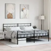 Prolenta Maison Exclusive - Cadre de lit avec tête et pied de lit en métal noir 200x200 cm