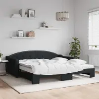 Prolenta Maison Exclusive - Canapé-lit convertible avec matelas noir 100 x 200 cm en tissu