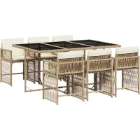vidaXL Ensemble de jardin 7 pièces avec coussins Beige Poly rotin