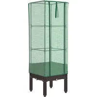 vidaXL Lit surélevé avec serre aspect rotin 40x40x140 cm
