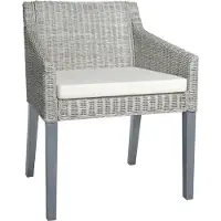 Syfax Chaise à manger avec coussin Gris Rotin naturel
