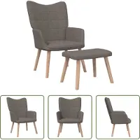 The Living Store Fauteuil relax avec pouf Taupe Tissu