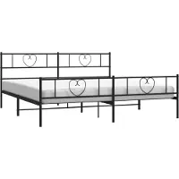 Syfax Cadre de lit métal sans matelas avec pied de lit noir 193x203cm