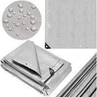 Springos Bâche en tissu Bâche de protection 6 x 8 m Coins renforcés Œillets PE 270 g/m2 Bâche de protection Bâche de camping Résistant à l'eau Bâche en bois Bâche de bateau