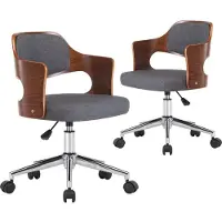 Syfax Chaises pivotantes à manger lot de 2 gris bois courbé et tissu