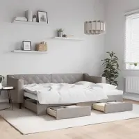 Prolenta Maison Exclusive - Canapé-lit convertible avec tiroirs, taupe, 80 x 200 cm, tissu