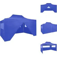 vidaXL Tente de réception professionnelle pliable avec 4 parois latérales 3×4m acier bleu - Pavillons & Tentes de réception