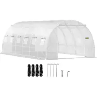 Vevor Toit arqué Serre en film plastique Tunnel Serre 6,1x3x2,1m Blanc