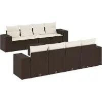 vidaXL Ensemble de salon de jardin 9 pièces avec coussins Marron Poly Rattan