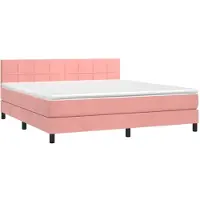 vidaXL Lit boxspring avec matelas rose 160x200 cm velours