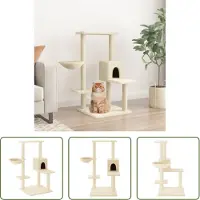 The Living Store Arbre à chat avec griffoirs en sisal Crème 95 cm