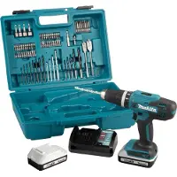 Makita HP488DAEX1 Perceuse à percussion sans fil avec kit d'embouts, 18V 1,5Ah Li-Ion + 2. batteries, coffret inclus