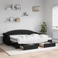 Prolenta Maison Exclusive - Lit de jour convertible avec tiroirs, noir, 80 x 200 cm, tissu