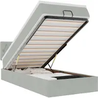 vidaXL Lit ottoman avec matelas gris clair 90x200 cm velours