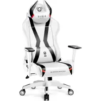 OEM Diablo X-Horn Gaming Chair Office Chair 3D Armrests Ergonomic Design Neck/Lumbar Cushion Imitation Leather Rocking King Size White-Black