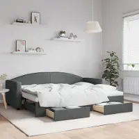 Prolenta Maison Exclusive - Lit de jour convertible avec tiroirs, gris foncé, 80 x 200 cm, tissu