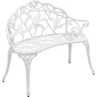 Casa.pro [] Banc de jardin 2 places en fonte blanche Banc de parc résistant aux intempéries Banc en fer antique Banc rond