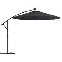 Syfax Parasol de jardin en porte-à-faux et lumières LED mât en acier